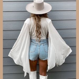 White Bell Sleeve Bodysuit